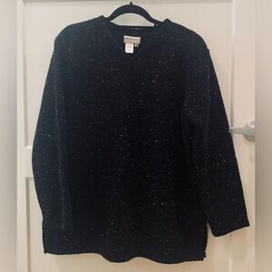 Coldwater Creek Women’s Black Colorful Speckled V-Neck Sweater Size Large